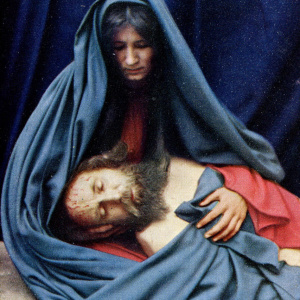 Pieta- Aus der offiziellen farbigen Postkarten-Serie der Passionsspiele Oberammergau 1922