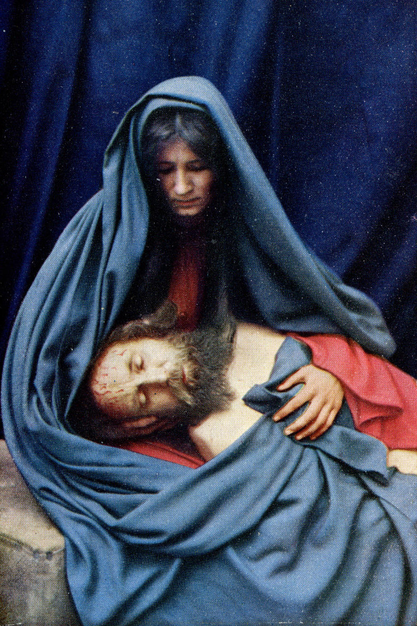 Pieta- Aus der offiziellen farbigen Postkarten-Serie der Passionsspiele Oberammergau 1922