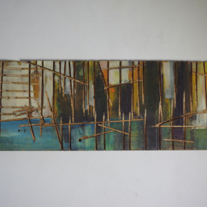 Kunst und Spiel - Elsa Nietmann - Landschaft mit Bambus, MDF gesägt & Mischtechnik